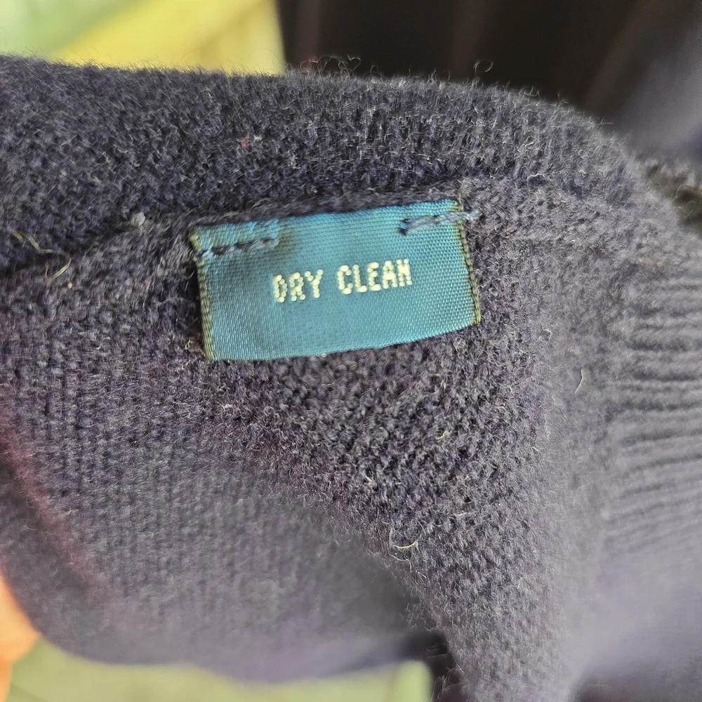 Polo Ralph Lauren Navy Blue Lambswool V-neck Sweater Size Extra Large